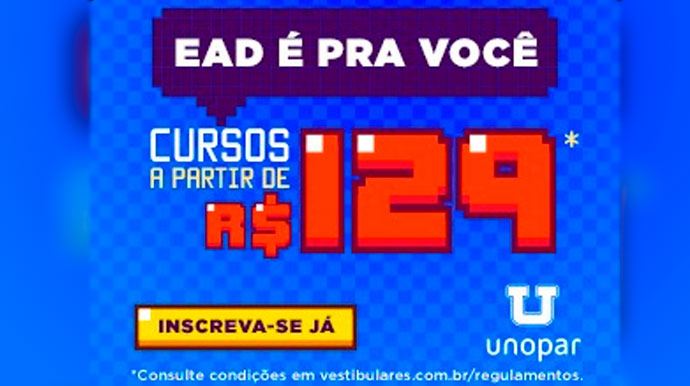 Unopar tem cursos 100% online a R$ 129,00 com inscrições até 30 de abril